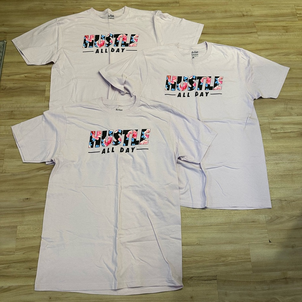 Bundle of 3 Artist Union Clothing Co. “Hustle All Day” Shirts Size Large